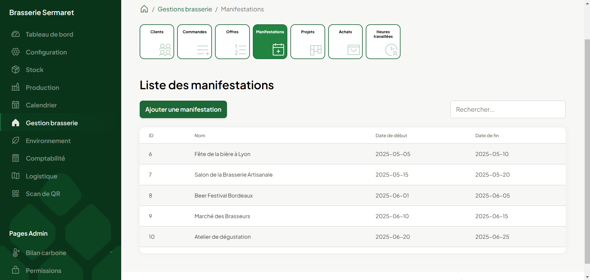 Track your projects and events